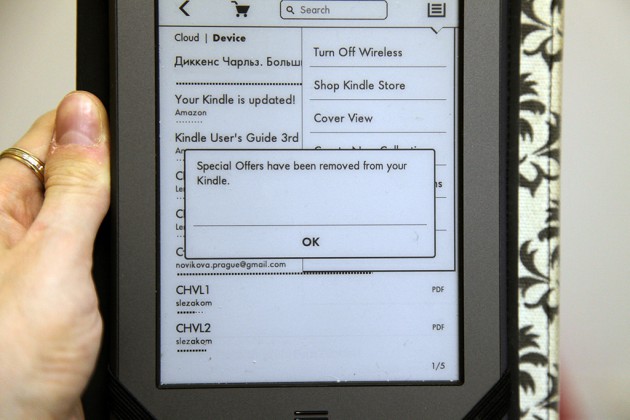 Disable Special Offer on Kindle Touch